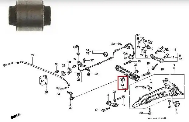 BUCHA BRACO SUSP HONDA CIVIC 92/00 TRAS CIL (37X40,5X10MM)