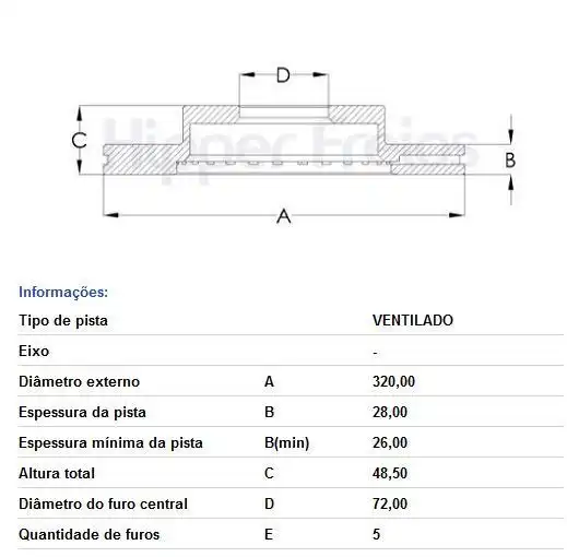 DISCO FREIO DIANTEIRO FORD EDGE 3.5 24V 2009 A 2015 VENTILAD