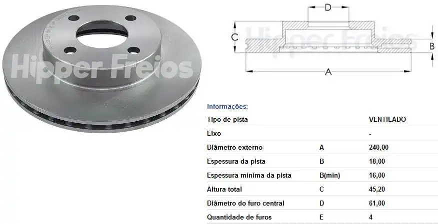 DISCO FREIO DIANTEIRO NISSAN KICKS 1.6 16V 2017/ VENTILADO