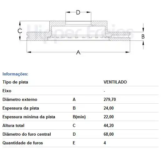 DISCO FREIO DIANTEIRO NISSAN SENTRA 2.0 2007 A 2012