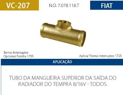 TUBO REFRIGERACAO MOTOR FIAT TEMPRA 8V 16V TODOS SUP RADIADO