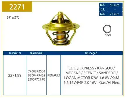 VALVULA TERMOSTATICA RENAULT CLIO 1.6 8V 16V 2000 A 2009