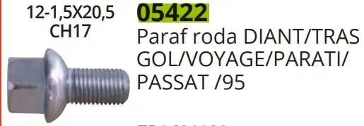 PARAFUSO RODA GOL, V. P. S. PASSAT