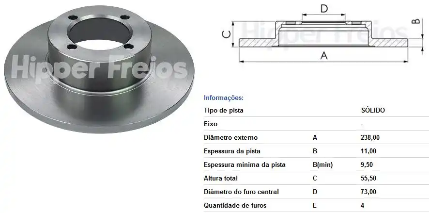 DISCO FREIO DIANTEIRO CHEVETTE 1973 A 1980 SOLIDO