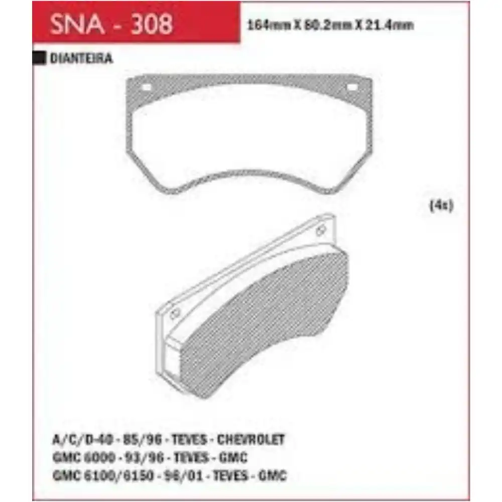 PASTILHA FREIO DIANTEIRA D-40 1985 A 1996