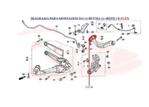 BUCHA BRACO CURVO TRAS HONDA NEW CIVIC 06/16 GRAVATA