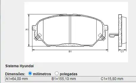 PASTILHA FREIO DIANTEIRA HYUNDAI VERACRUZ 3.8 V6 2007/