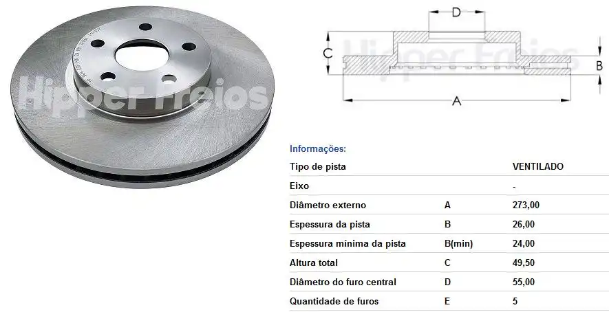 DISCO FREIO DIANTEIRO TOYOTA COROLLA 1.8 2.0 16V 2008 A 2014
