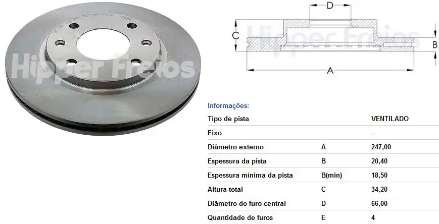 DISCO FREIO DIANTEIRO PEUGEOT 206 1.6 1998/ VENTILADO