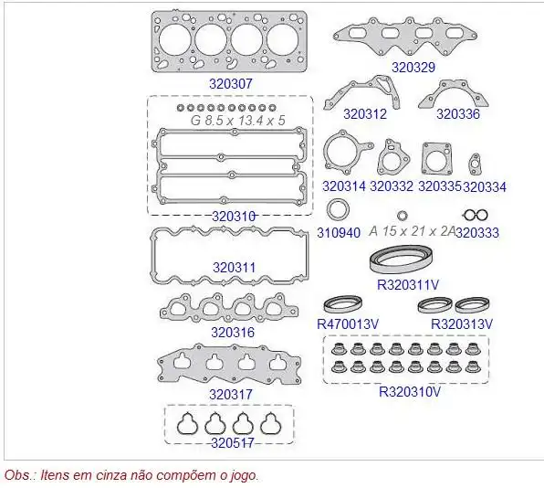 JUNTA MOTOR ESCORT ZETEC 1.8 16V 97/ COM RETENTOR - FIBRA