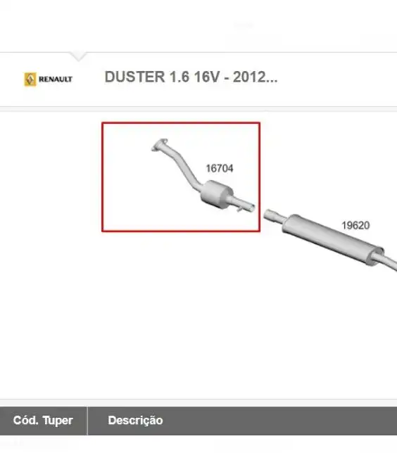 CANO SAIDA MOTOR RENAULT DUSTER 1.6 16V 2012/