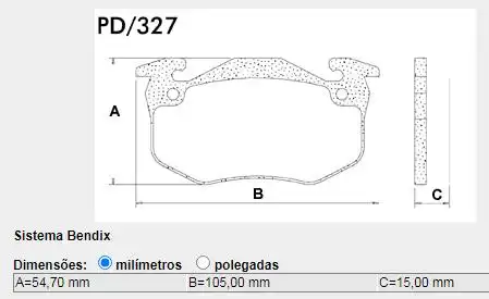 PASTILHA FREIO DIANTEIRA RENAULT TWINGO 1.1 1.2 1993/