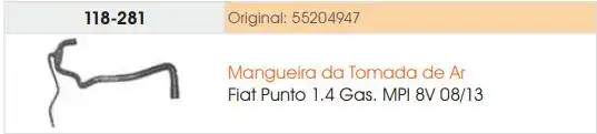 MANGUEIRA SUSPIRO OLEO MOTOR FIAT PUNTO 1.4 8V 08/13