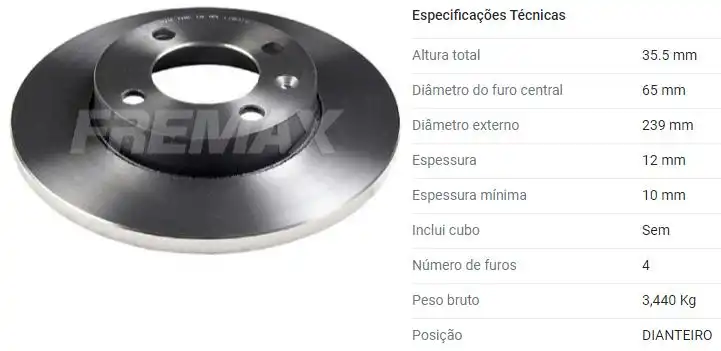 DISCO FREIO DIANTEIRO GOL G1 G2 G3 G4 1980 A 2014 SOLIDO