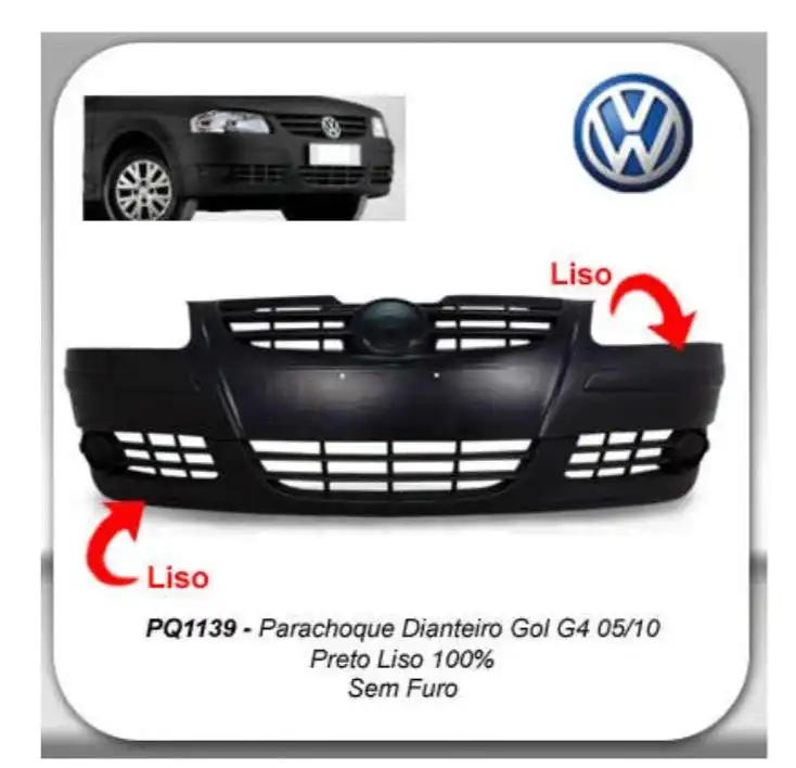 PARACHOQUE DIANTEIRO GOL G4 2005 A 2010 PRETO LISO