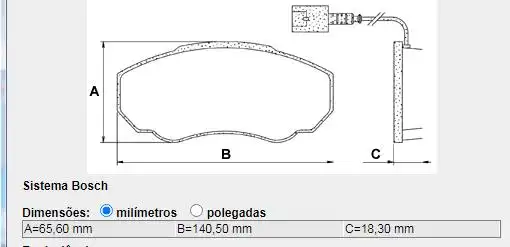 PASTILHA FREIO DIANTEIRA FIAT DUCATO 2003/ ARO 15 SISTEMA BO