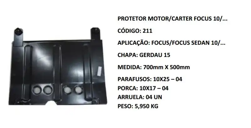 PROTETOR MOTOR FOCUS 2009 A 2013 REFORCADO