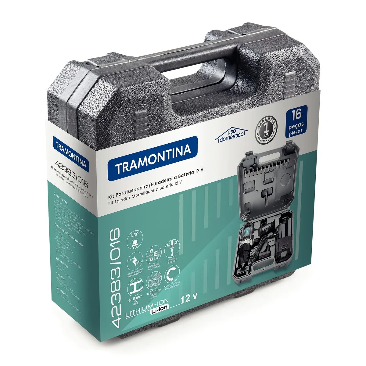 PARAFUSADEIRA A BATERIA COM 16 PEÇAS