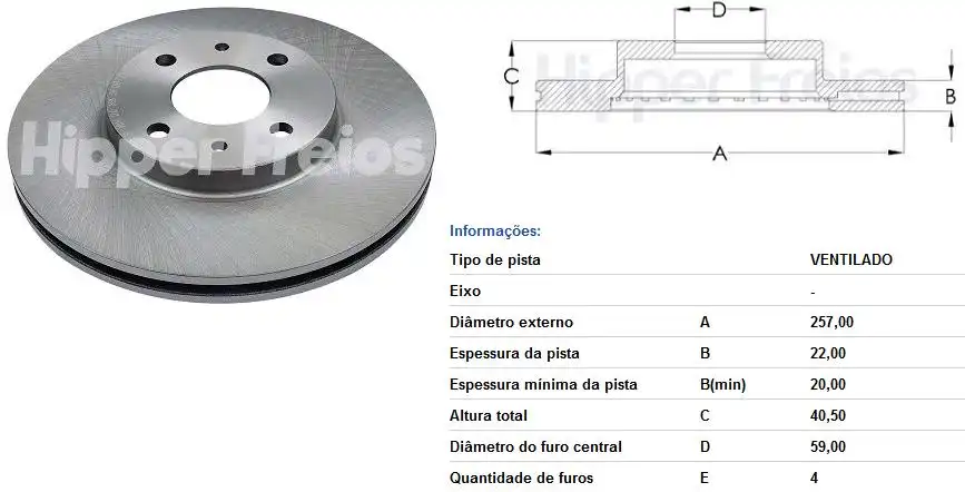 DISCO FREIO DIANTEIRO FIAT TEMPRA 8V 16V 1995 A 1999 VENTILA