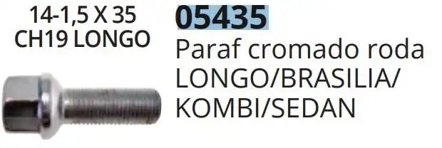 PARAFUSO RODA FUSCA 4 FUROS CROMADO LONGO