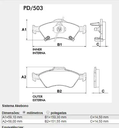 PASTILHA FREIO DIANTEIRA HONDA FIT 1.5 1.8 2003 A 2008