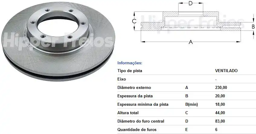 DISCO FREIO DIANTEIRO CORCEL II 1985/ VENTILADO