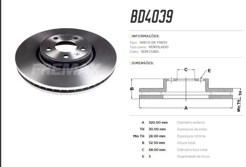 DISCO FREIO DIANTEIRO AUDI A4 2.0 TFSI 2007/ VENTILADO