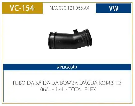 TUBO REFRIGERACAO MOTOR KOMBI 1.4 2006/ - SAIDA BOMBA DAGUA
