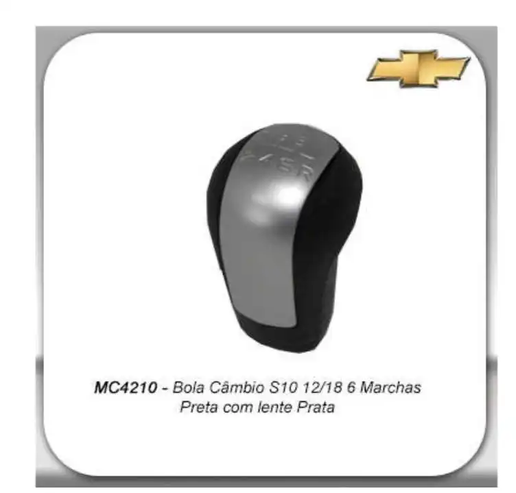 MANOPLA ALAVANCA CAMBIO S-10 12/ PRETO/PRATA 6 MARCHAS