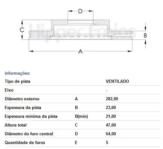 DISCO FREIO DIANTEIRO HONDA CIVIC 2.0 2012 A 2016 VENTILADO