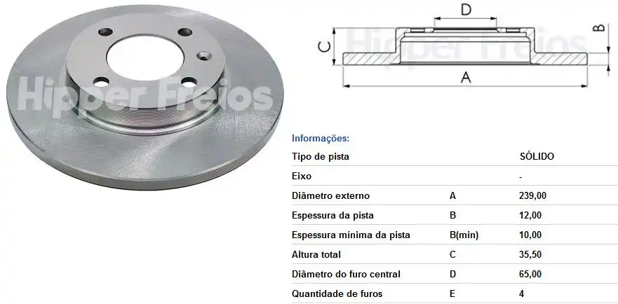 DISCO FREIO DIANTEIRO GOL G1 G2 G3 G4 1980 A 2014 SOLIDO