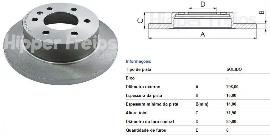 DISCO FREIO TRAS SPRINTER 310 09/ SPRINTER 311 313 413 415 0