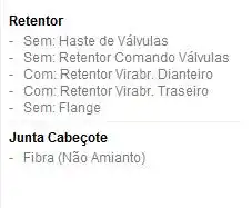 JUNTA MOTOR CHT 1.6 ALCOOL/GASOLINA C/RETENTOR