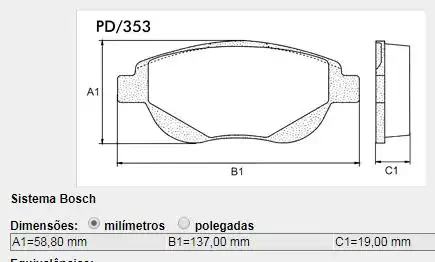 PASTILHA FREIO DIANTEIRA CITROEN C4 PALLAS 2002/