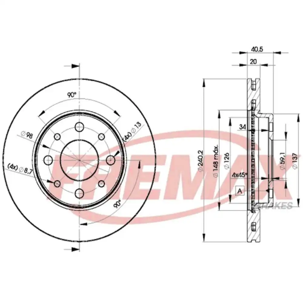 DISCO FREIO DIANTEIRO FIAT NOVO UNO 1.0 1.4 2010/ VENTILADO