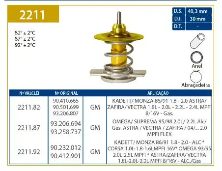 VALVULA TERMOSTATICA CORSA 1.0 1.6 16V 1995/ - REFIL
