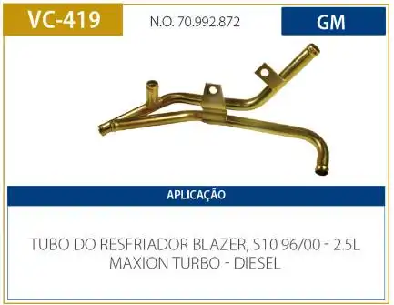 TUBO REFRIGERACAO MOTOR S-10 2.5 1996 A 2000 MAXION TURBO D