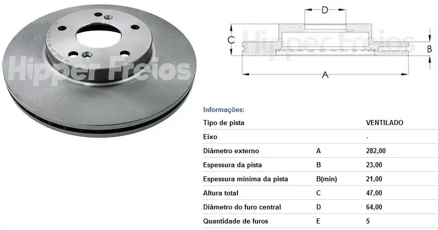 DISCO FREIO DIANTEIRO HONDA CR-V 1999 A 2006 VENTILADO