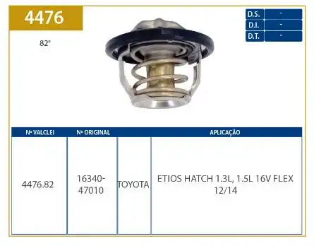 VALVULA TERMOSTATICA TOYOTA ETIOS 1.3 1.5 16V 2012 A 2016