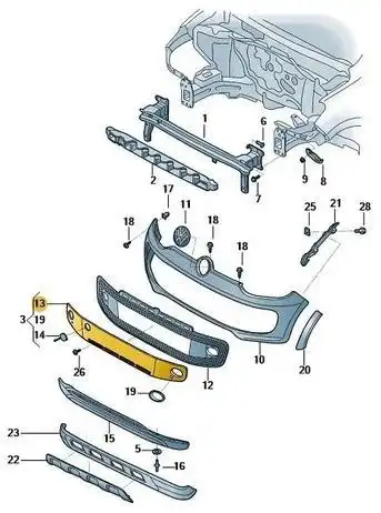 GRADE PARACHOQUE DIANT VW UP CROSS 2014 A 2017 CENTRAL