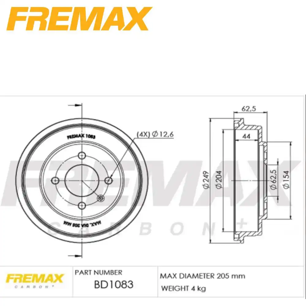 TAMBOR FREIO TRASEIRO JAC J3 1.4 2010 A 2015 SEM CUBO