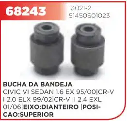 BUCHA BANDEJA DIANT HONDA CIVIC 96/00 SUPERIOR 37X51X10,5MM