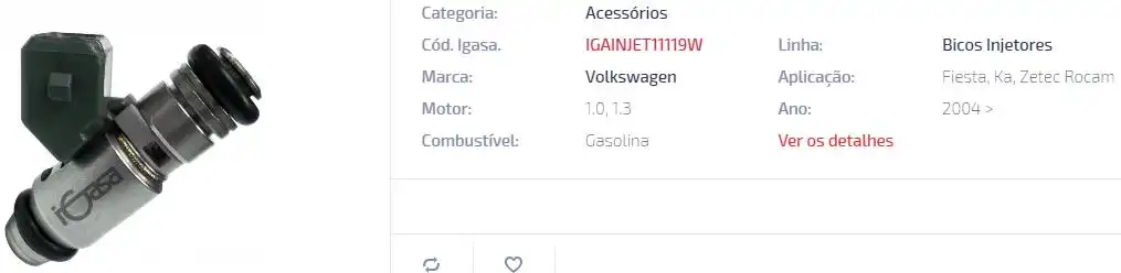 BICO INJ FIESTA 1.0 1.3 FLEX 04/ ZETEC ROCAN