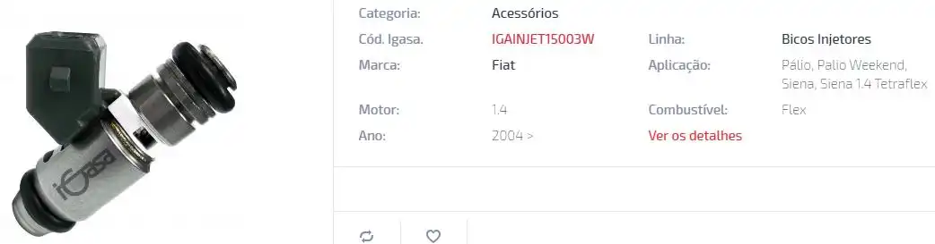 BICO INJ FIAT PALIO SIENA STRADA 1.4 FLEX IWP003