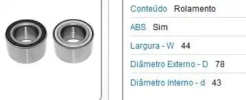 ROLAM RODA DIANT HONDA NEW CIVIC 1.8 06/19 C/ABS   44X43X78