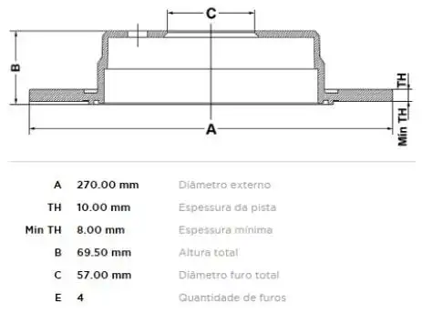 DISCO FREIO TRAS VECTRA 97/ ASTRA 99/
