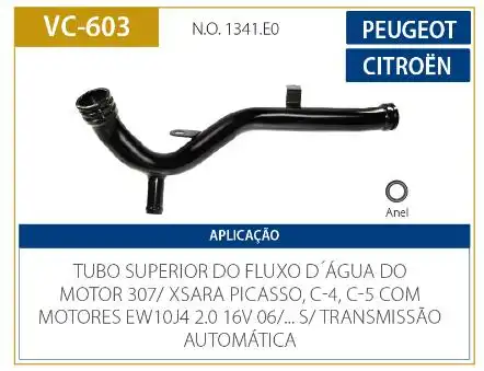 TUBO REFRIGERACAO MOTOR PEUGEOT 307 2.0 16V 2000/ 1 SAIDA