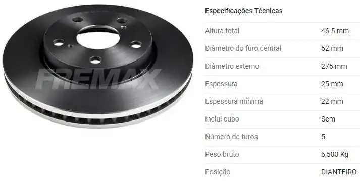 DISCO FREIO DIANTEIRO TOYOTA RAV 4 2.4 16V 2006/ VENTILADO