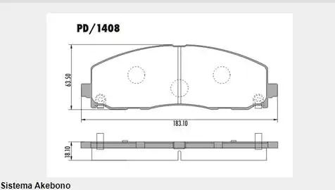PASTILHA FREIO DIANTEIRA DODGE JOURNEY 2012/ SISTEMA AKEBONO