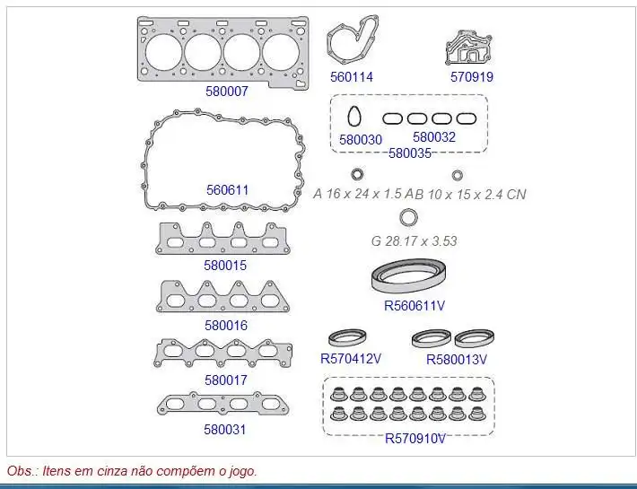 JUNTA MOTOR RENAULT SCENIC 2.0 16V 2002 A 2010 C/ RETENTOR C